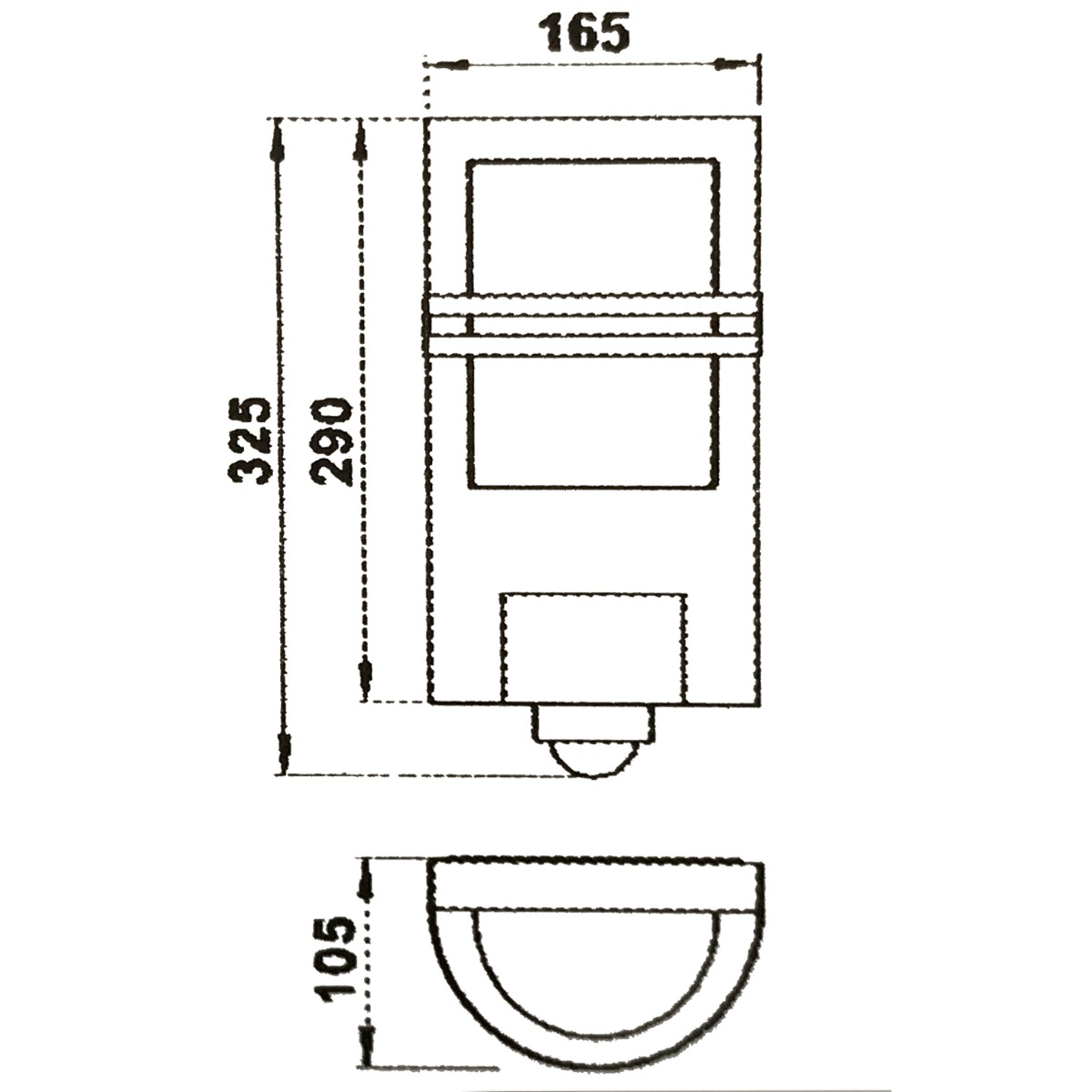 Wandleuchte PREMIUM mit Bewegungsmelder 165x330 pulverbeschichtet