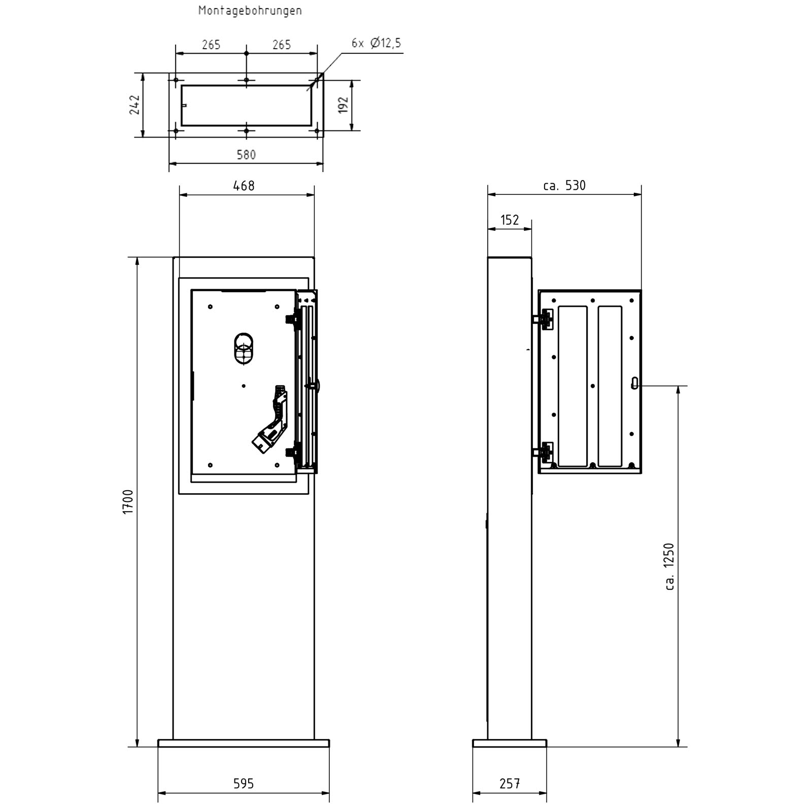 Ladesäule Close BASIC Charge 1X - 22kW/32A mit Typ 2 Ladekabel