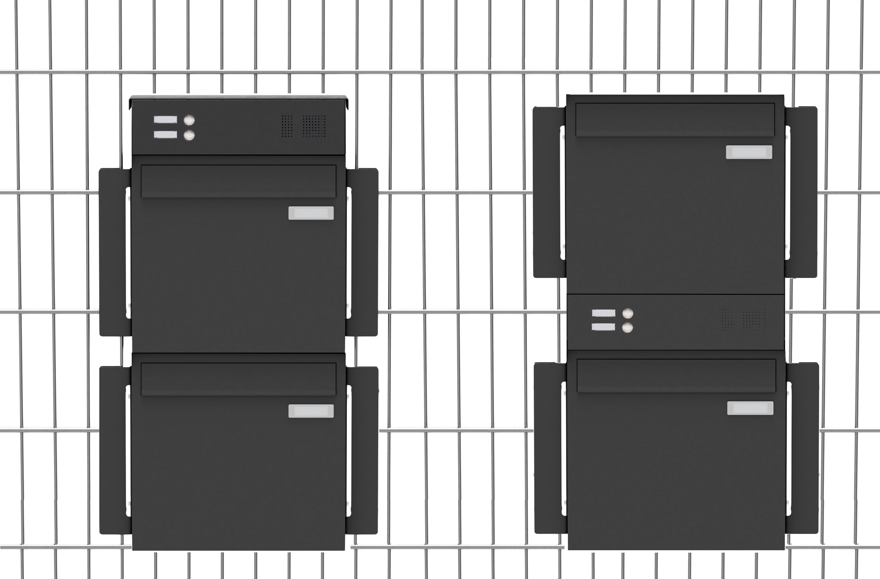 2x Befestigung f. Stabmattenzaun 330mm mit Sprechstelle - Edelstahl geschliffen