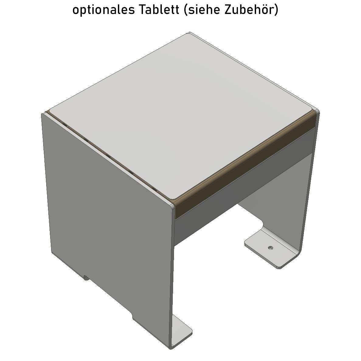 Design Hocker - Beistelltisch NOVALIS - Edelstahl geschliffen - Douglasie geölt