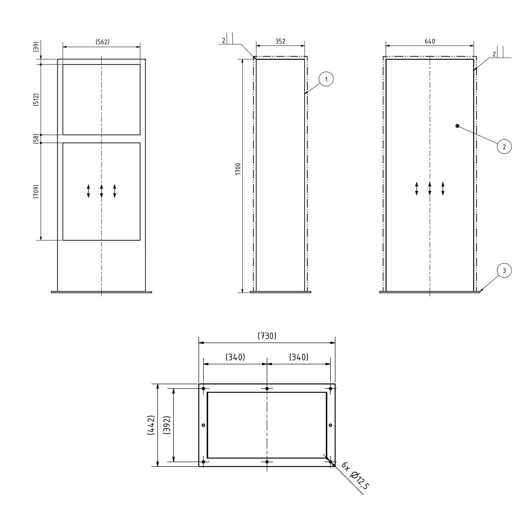 Edelstahl Briefkastenpaketsäule Designer BIG - RAL nach Wahl - GIRA System 106 - 3-fach vorbereitet