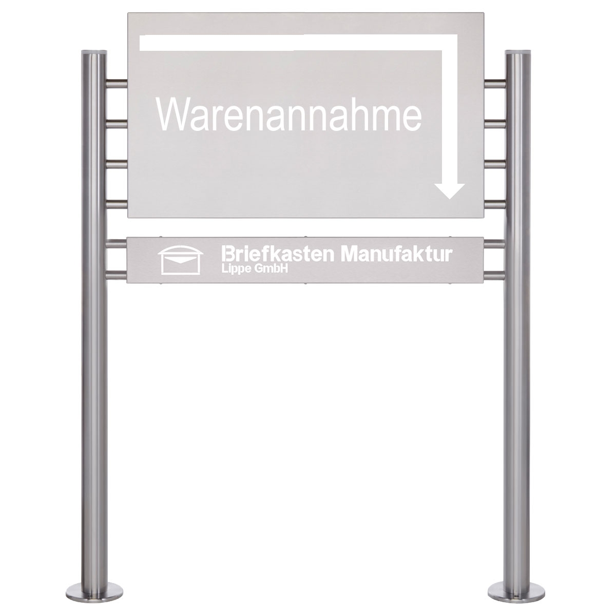 Schild freistehend BASIC 390ES - Edelstahlblech 800x457 einseitig - Beleuchtungskasten 800x100x50