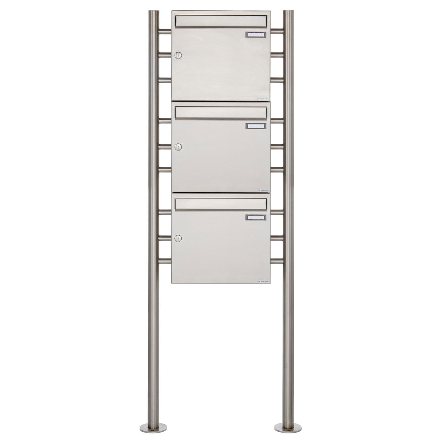 3er 3x1 Edelstahl Standbriefkasten Design BASIC 381 ST-R