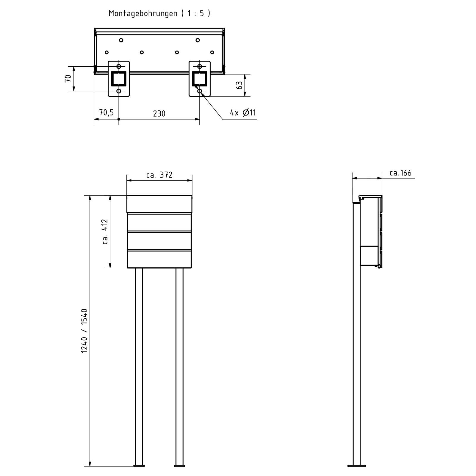 Standbriefkasten KANT Edition mit Zeitungsfach - Design Elegance 1 - RAL 7016 anthrazitgrau