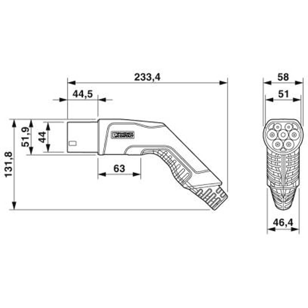 Ladekabel spiralisiert Typ 2 / Typ 2 - Länge 4m - 3 Phasen - 32A - Mode 3