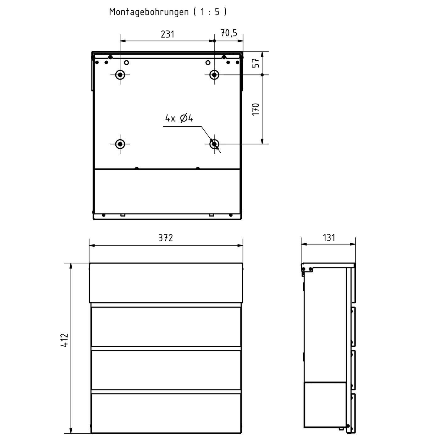 Briefkasten KANT mit Zeitungsfach - Design 1 - DB 703 eisenglimmer