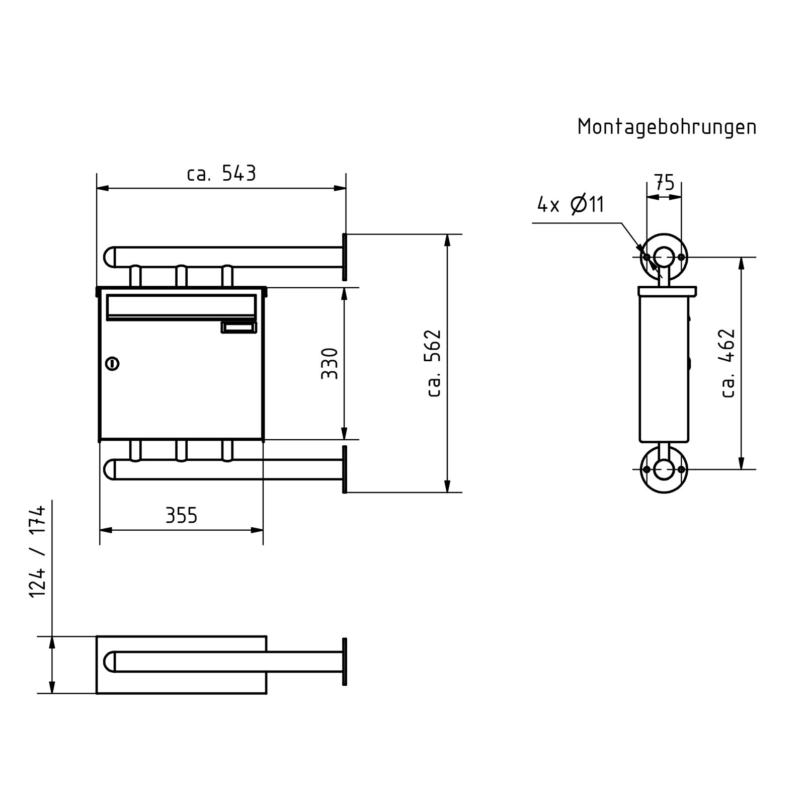 Briefkasten BASIC 810 W zur seitlichen Wandmontage - RAL 7016 Anthrazitgrau