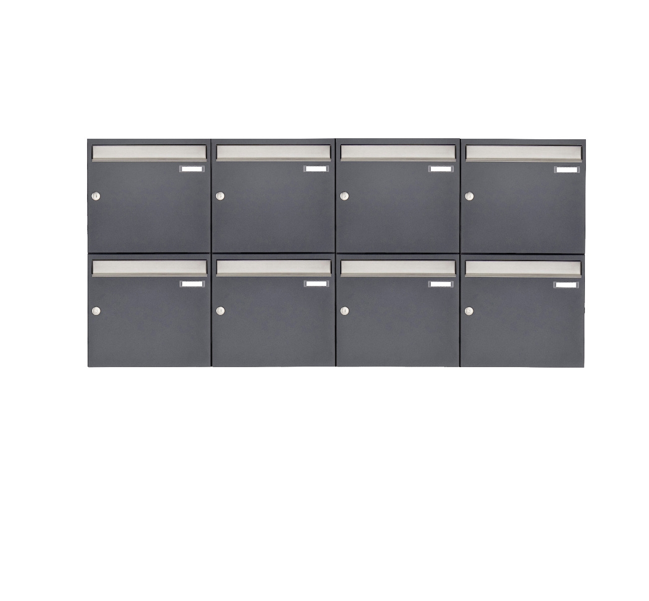 8er 4x2 Aufputz Briefkastenanlage Design BASIC 382 AP - Edelstahl-RAL 7016 anthrazitgrau