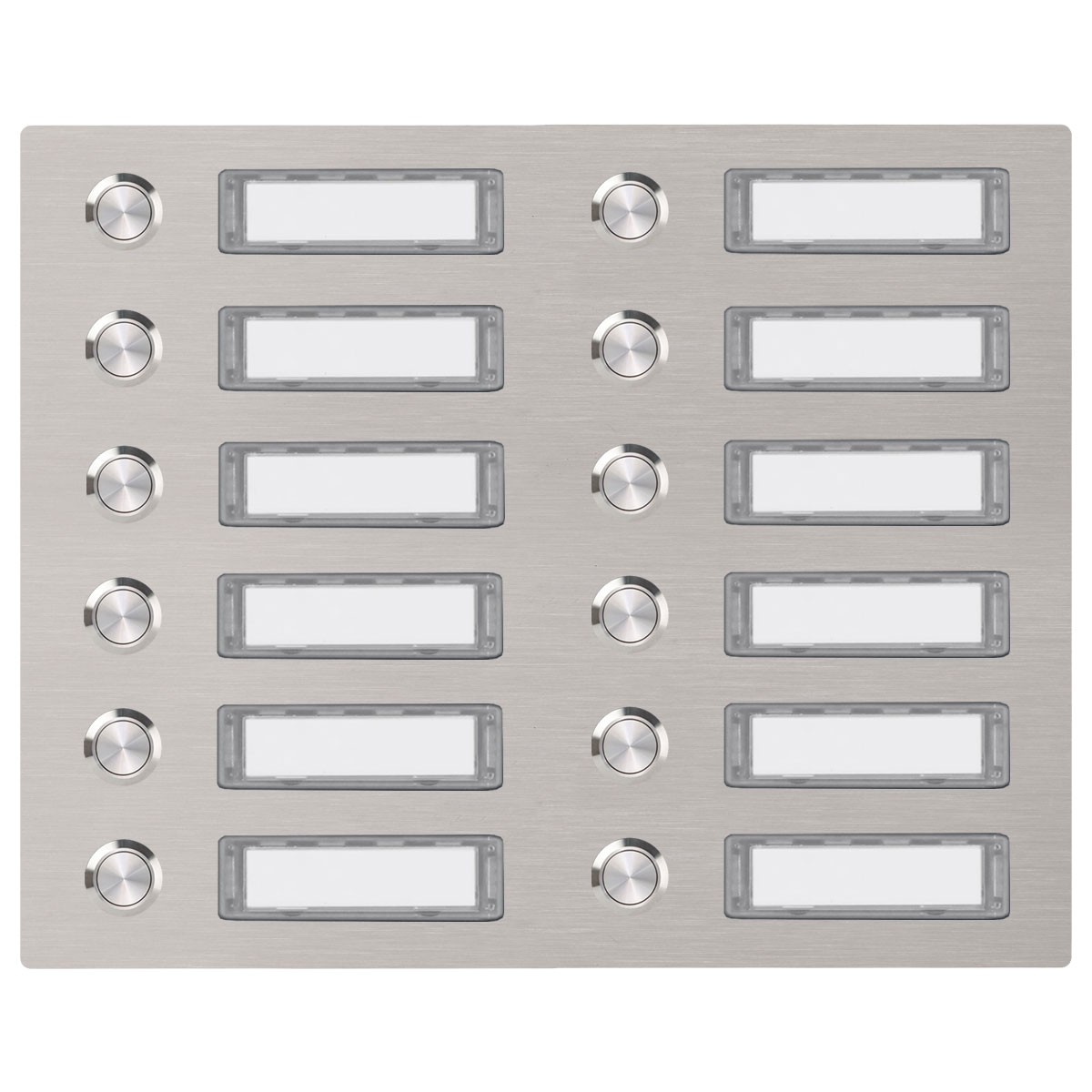 Edelstahl Klingelplatte 300x225 BASIC 422 mit Namensschild - 12 Parteien