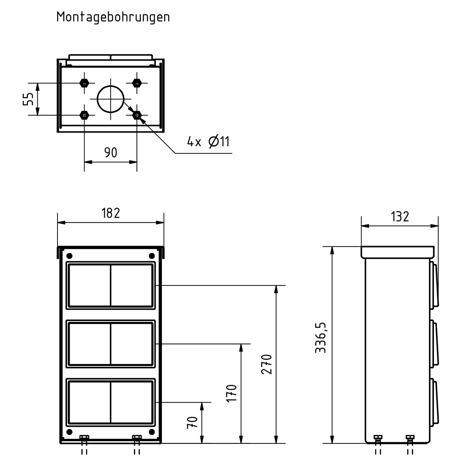 Steckdosensäule Energiesäule BASIC 372 zur Standmontage - Edelstahl V2A geschliffen - Edelstahl pulverbeschichtet