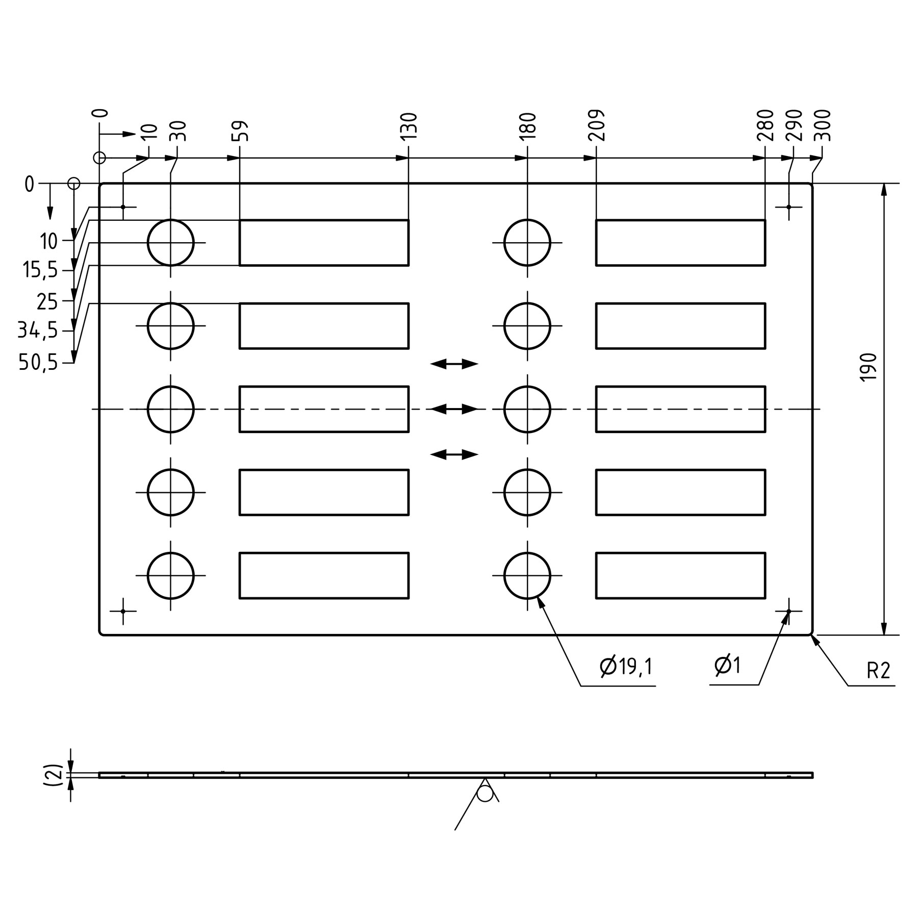 Edelstahl Klingelplatte 300x190 BASIC 421 pulverbeschichtet mit Namensschild - 10 Parteien