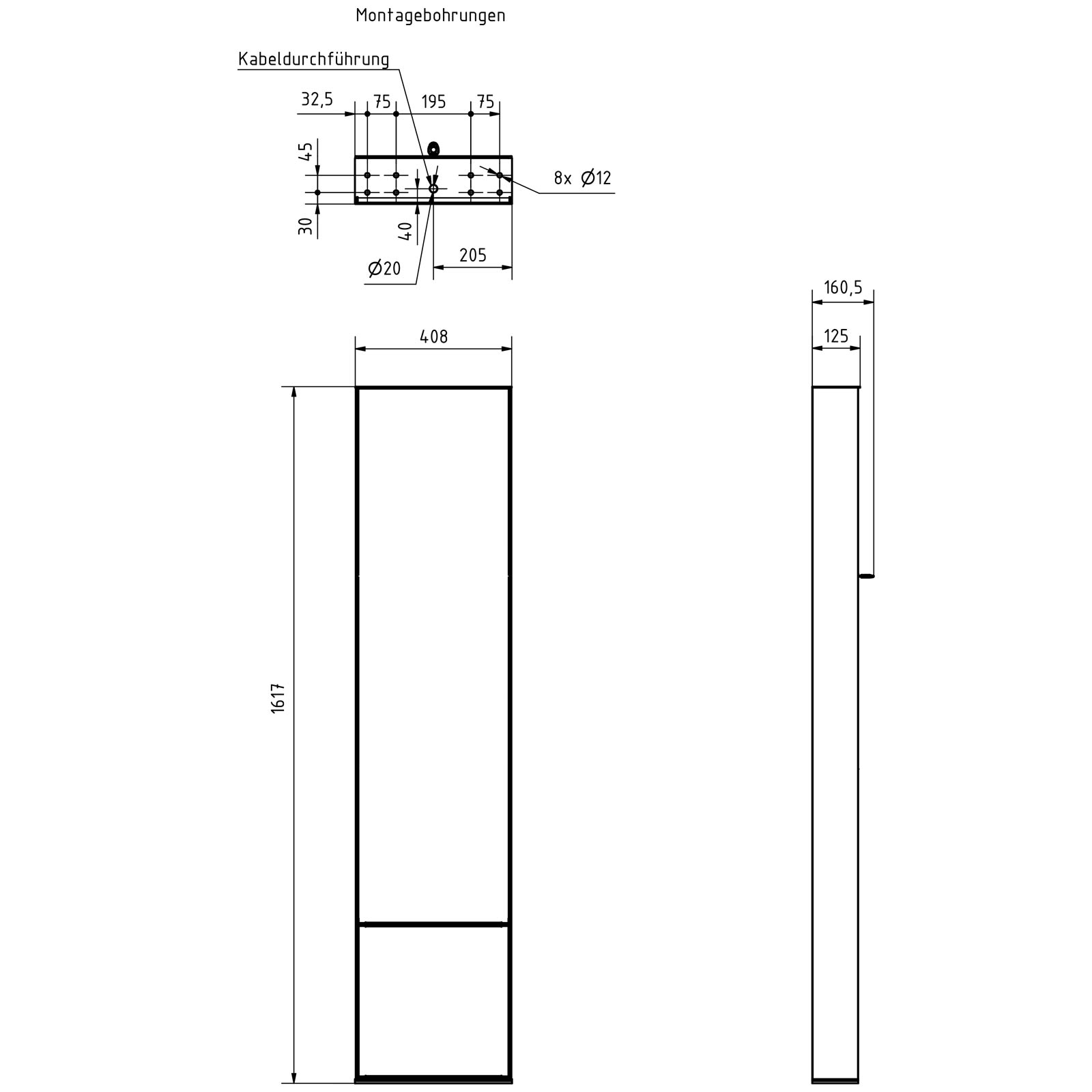 Design Briefkastenstele GOETHE mit Zeitungsfach - RAL nach Wahl - GIRA System 106 - AUDIO Komplettset