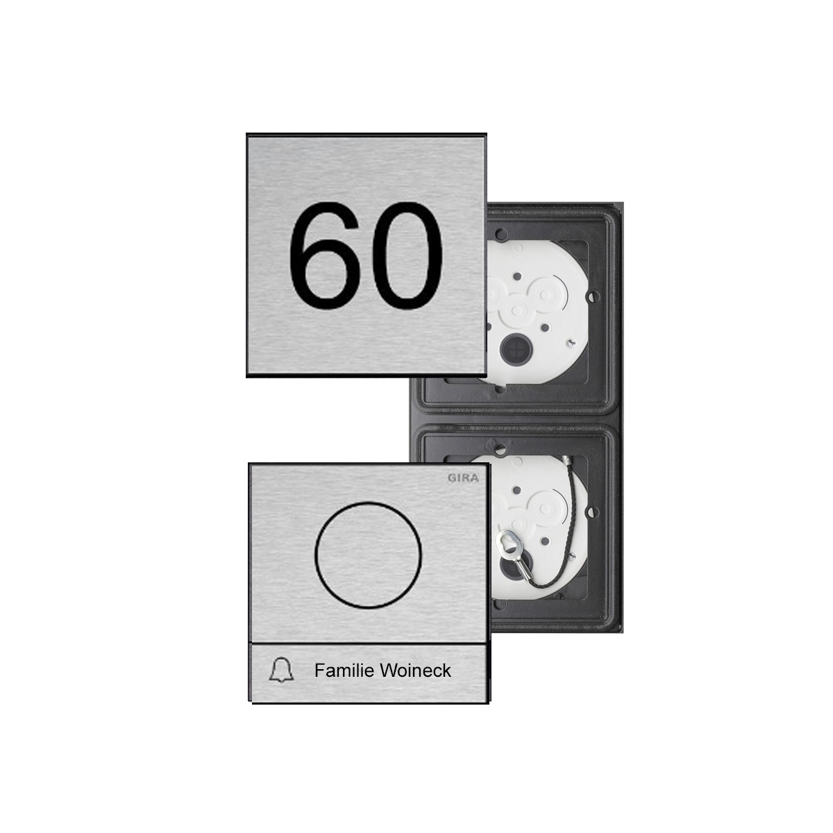 2er Set GIRA System 106 - Edelstahl V2A - Sprechanlage mit 1x Klingeltaster