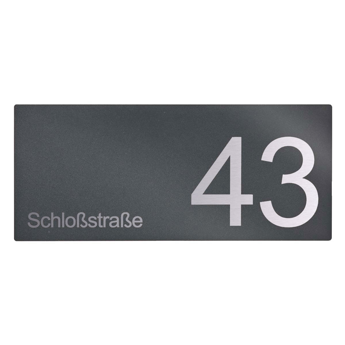 Schild DESIGNER 390A 350x150 - RAL nach Wahl - Hausnummer - Beschriftung