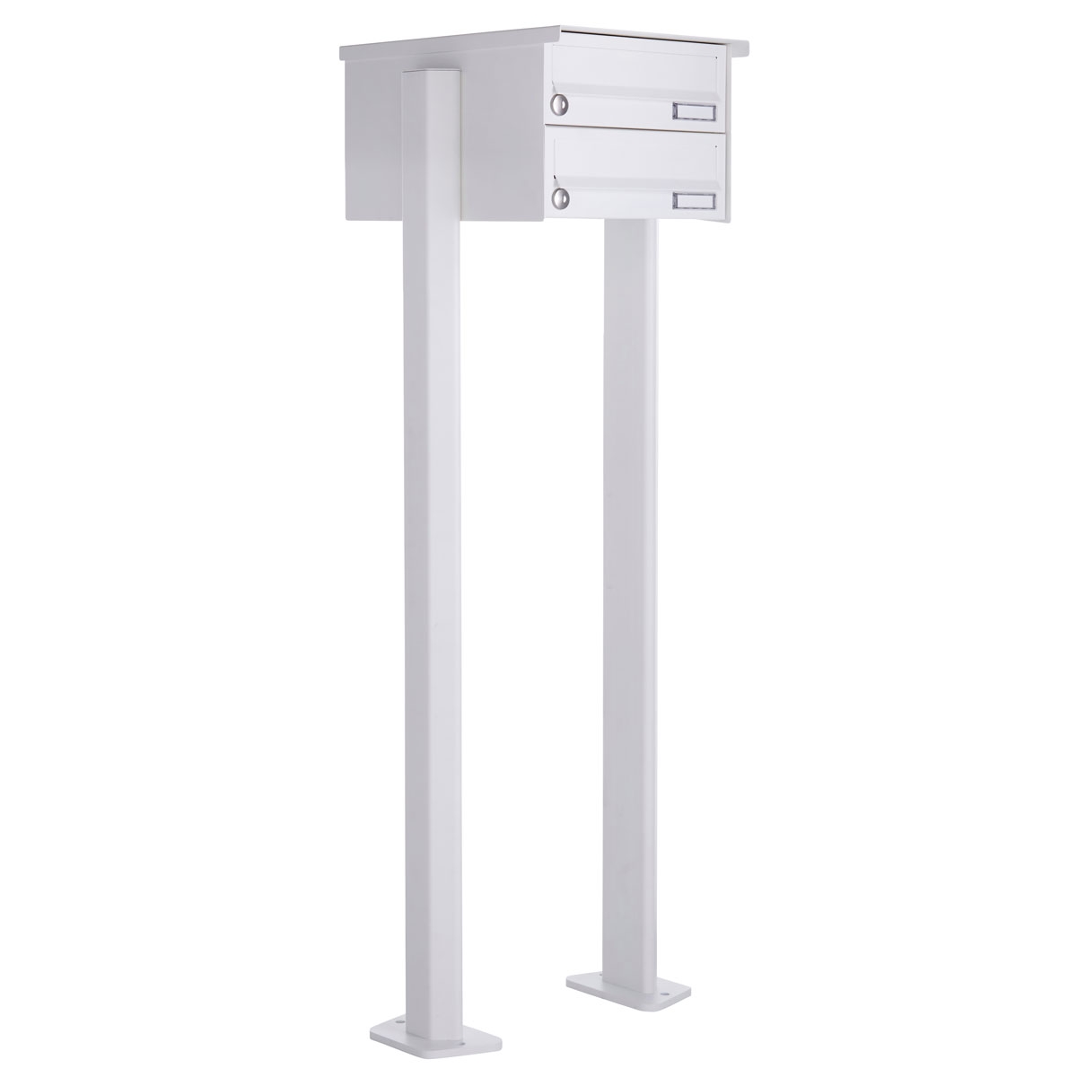 2er Standbriefkasten Design BASIC 385P-9016 ST-T - RAL 9016 verkehrsweiß