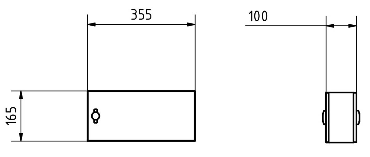 Edelstahl Zeitungsfach geschlossen BASIC Plus 382XAZZF - 355x165x100 - Entnahme rückseitig