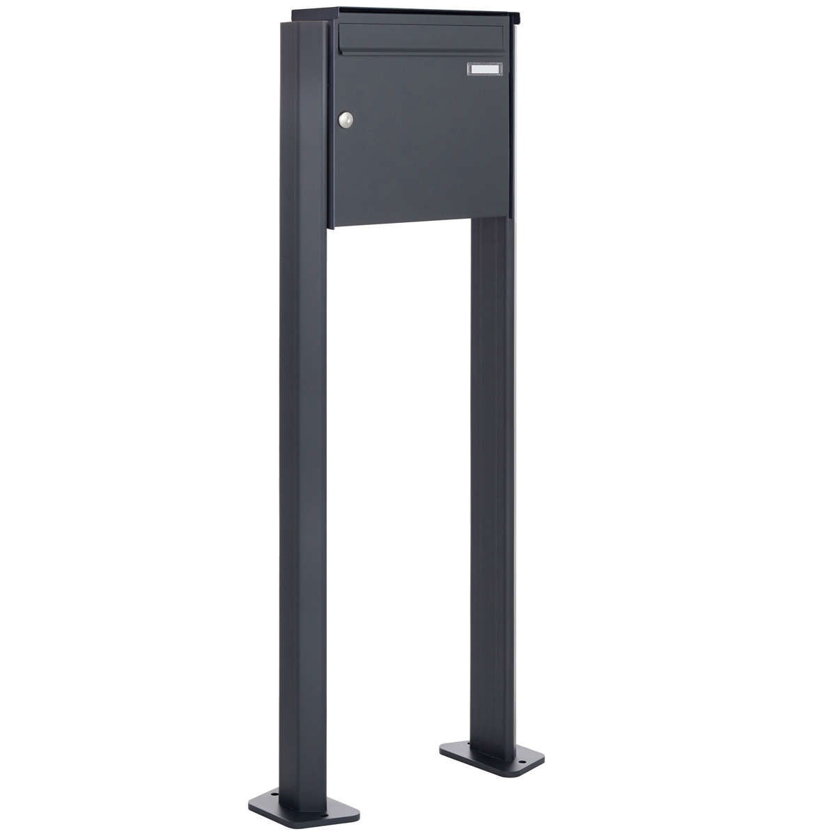 1er Edelstahl Standbriefkasten Design BASIC Plus 380X ST-T - RAL nach Wahl