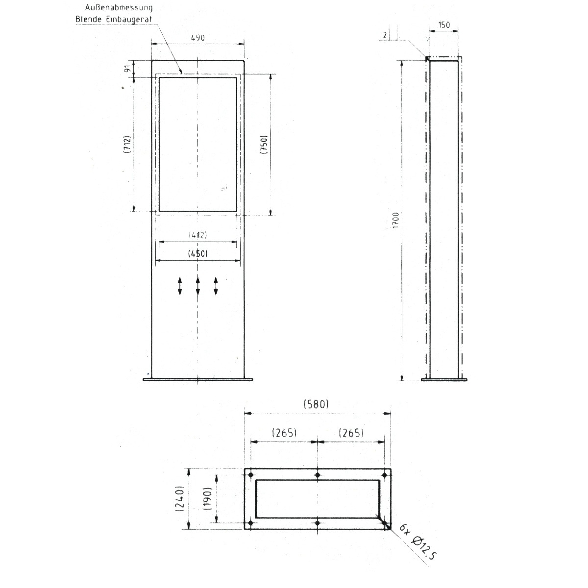 Edelstahl Briefkastensäule Designer BIG mit Hausnummer hinterbeleuchtet - Entnahme hinten - RAL nach Wahl - INDIVIDUELL