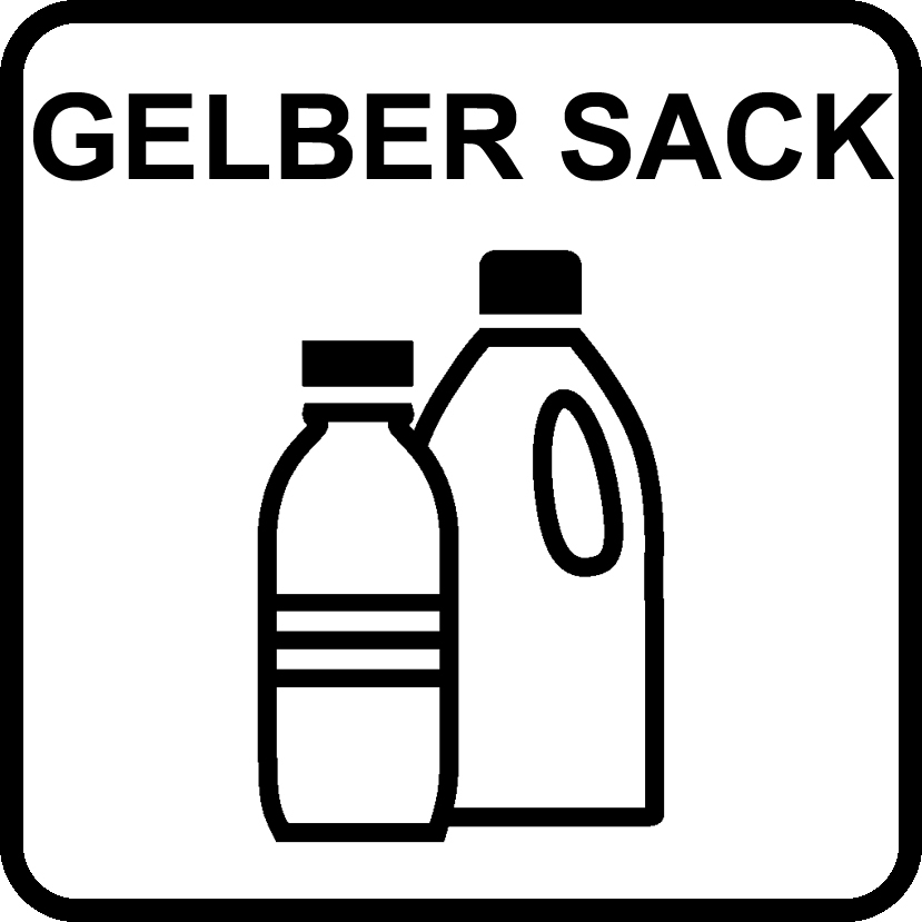 Piktogramm als Lasergravur, grau "Gelber Sack"