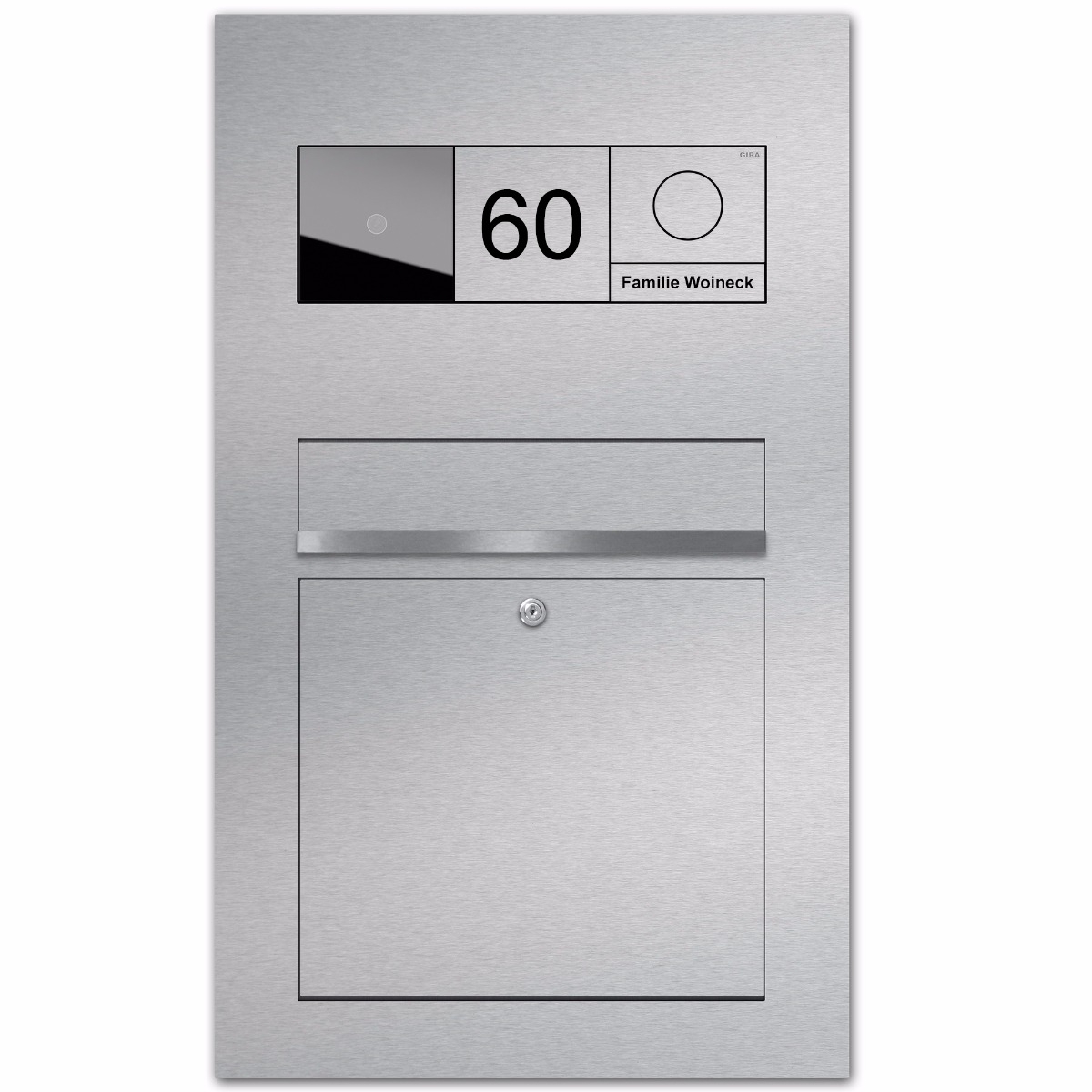 Edelstahl Briefkasten Designer Modell BIG - GIRA System 106 - 3-fach vorbereitet