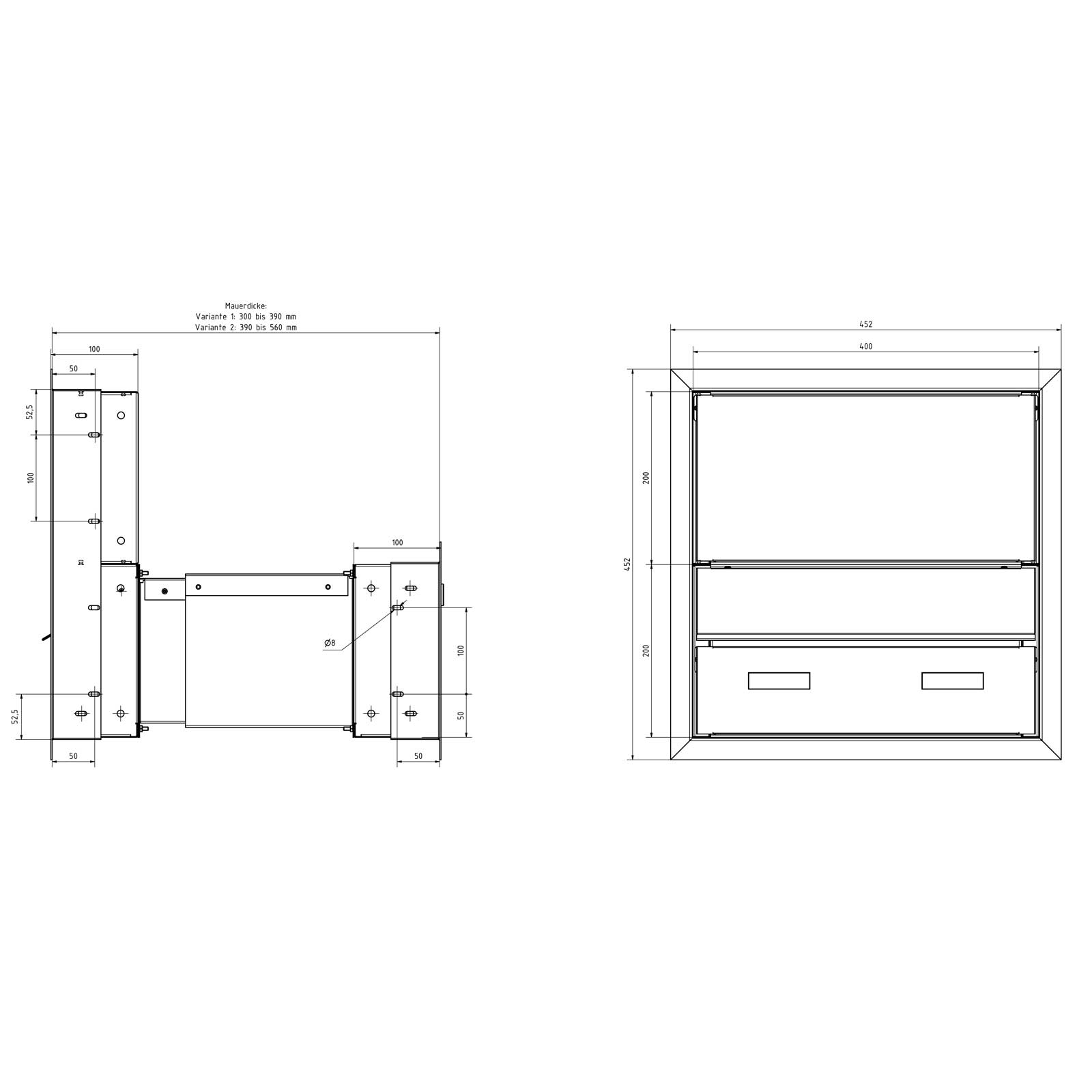 Design Durchwurfbriefkasten GOETHE MDW - RAL nach Wahl - GIRA System 106