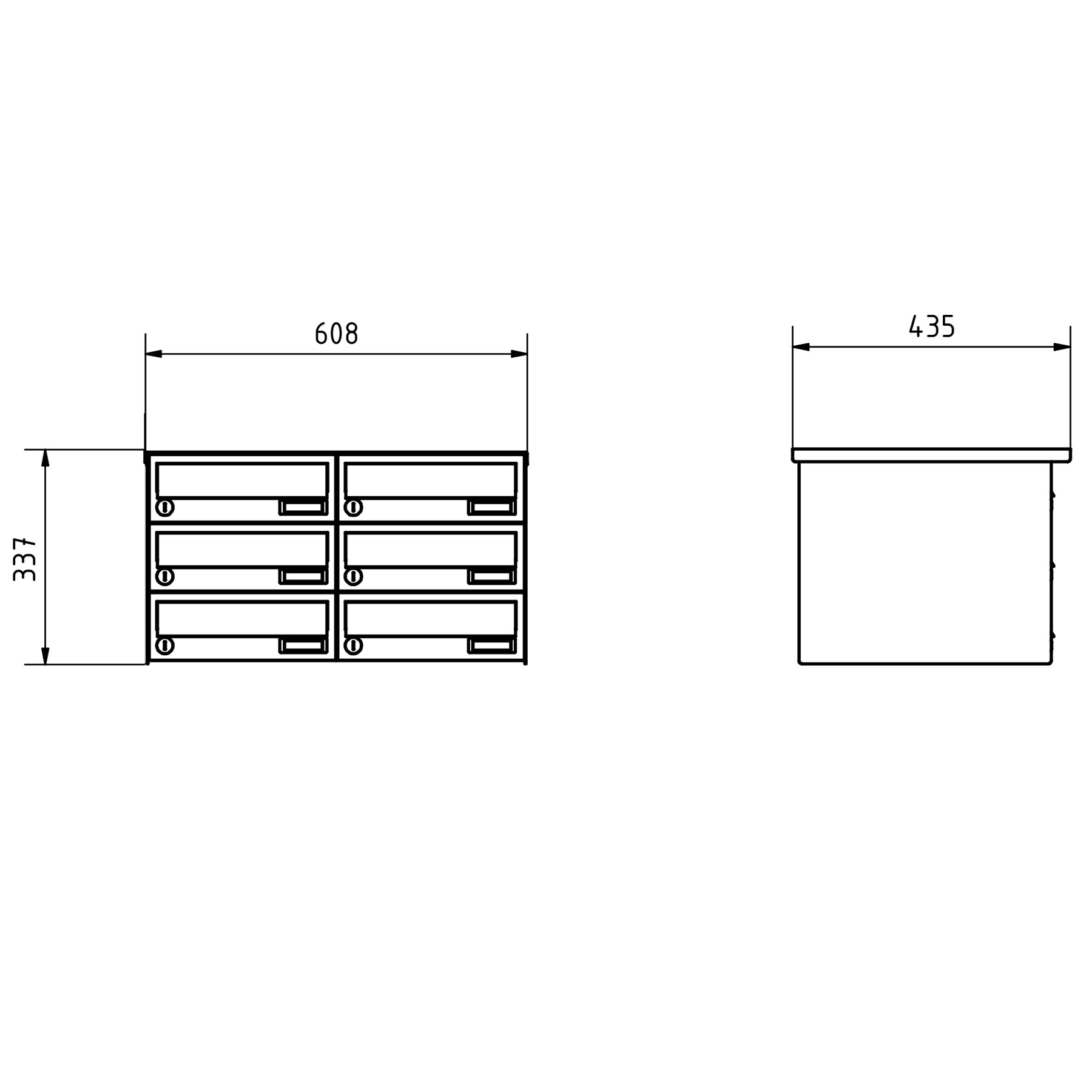 6er 3x2 Aufputz Briefkastenanlage Design BASIC 385A-7016 AP - RAL 7016 anthrazitgrau