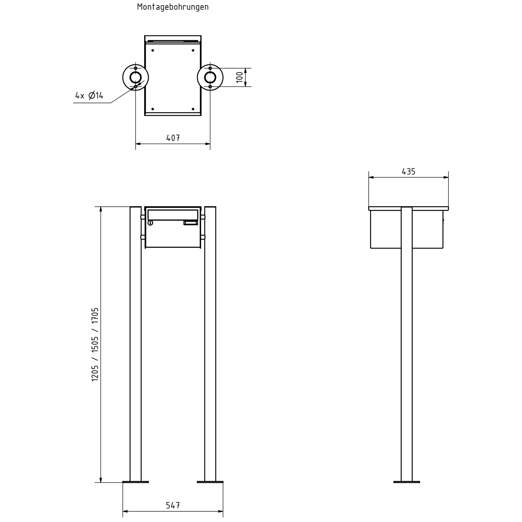 1er Edelstahl Standbriefkasten Design BASIC Plus 385 220 X ST R - Edelstahl V2A