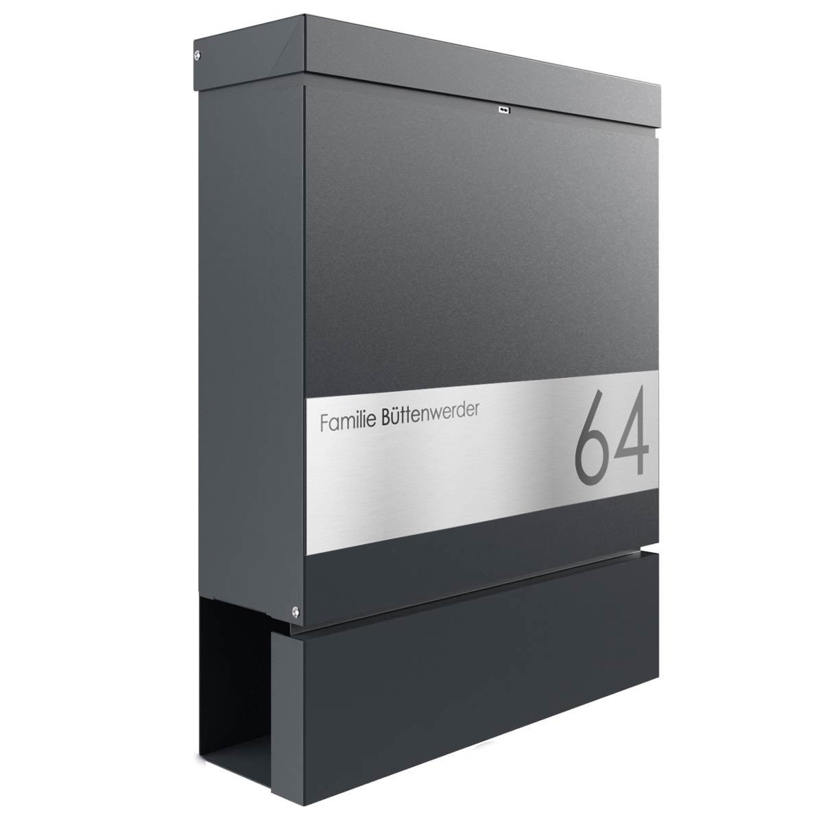 Briefkasten BRENTANO® mit Zeitungsfach - Design Elegance 2 - RAL 7016 anthrazitgrau