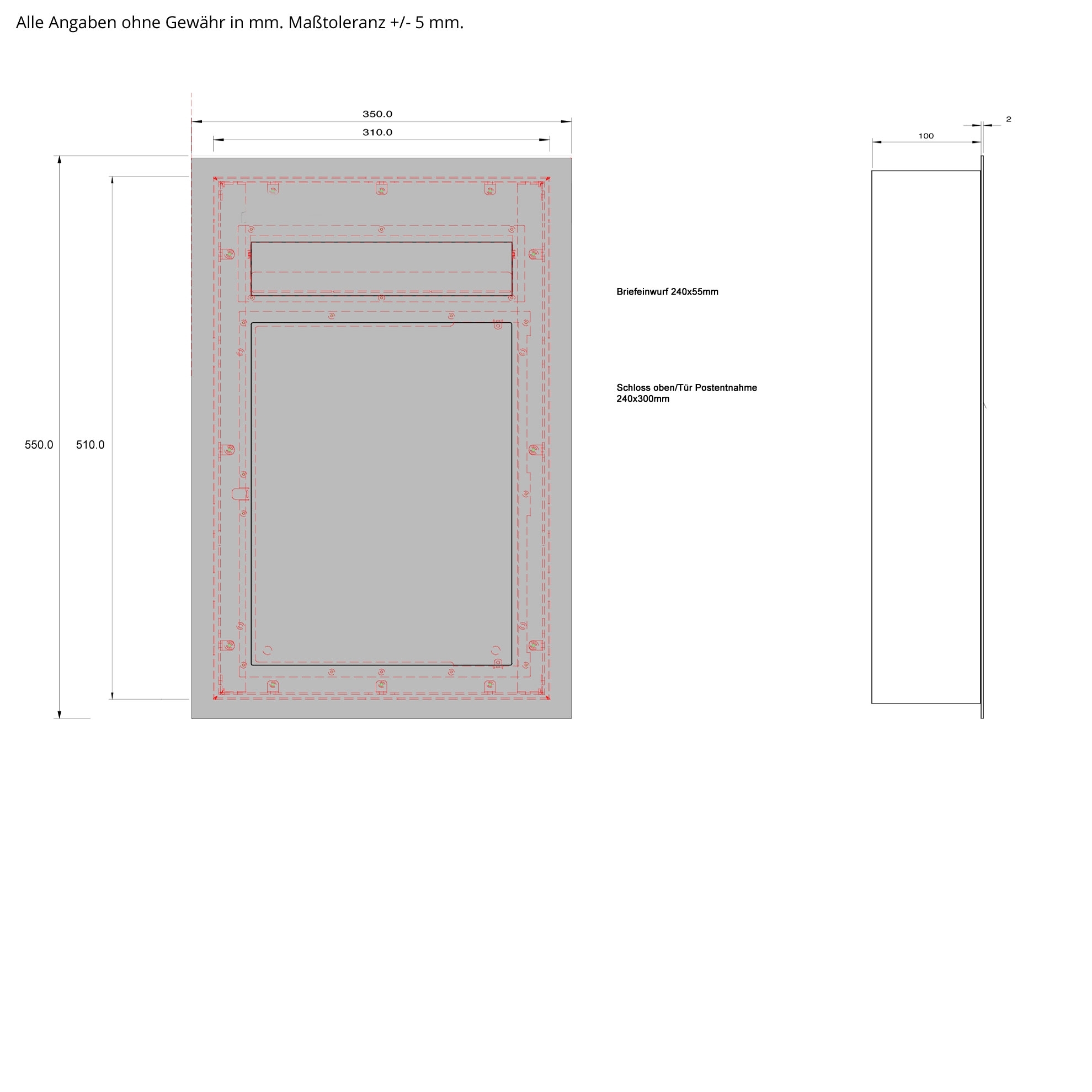 Edelstahl Design Briefkasten DESIGNER Style