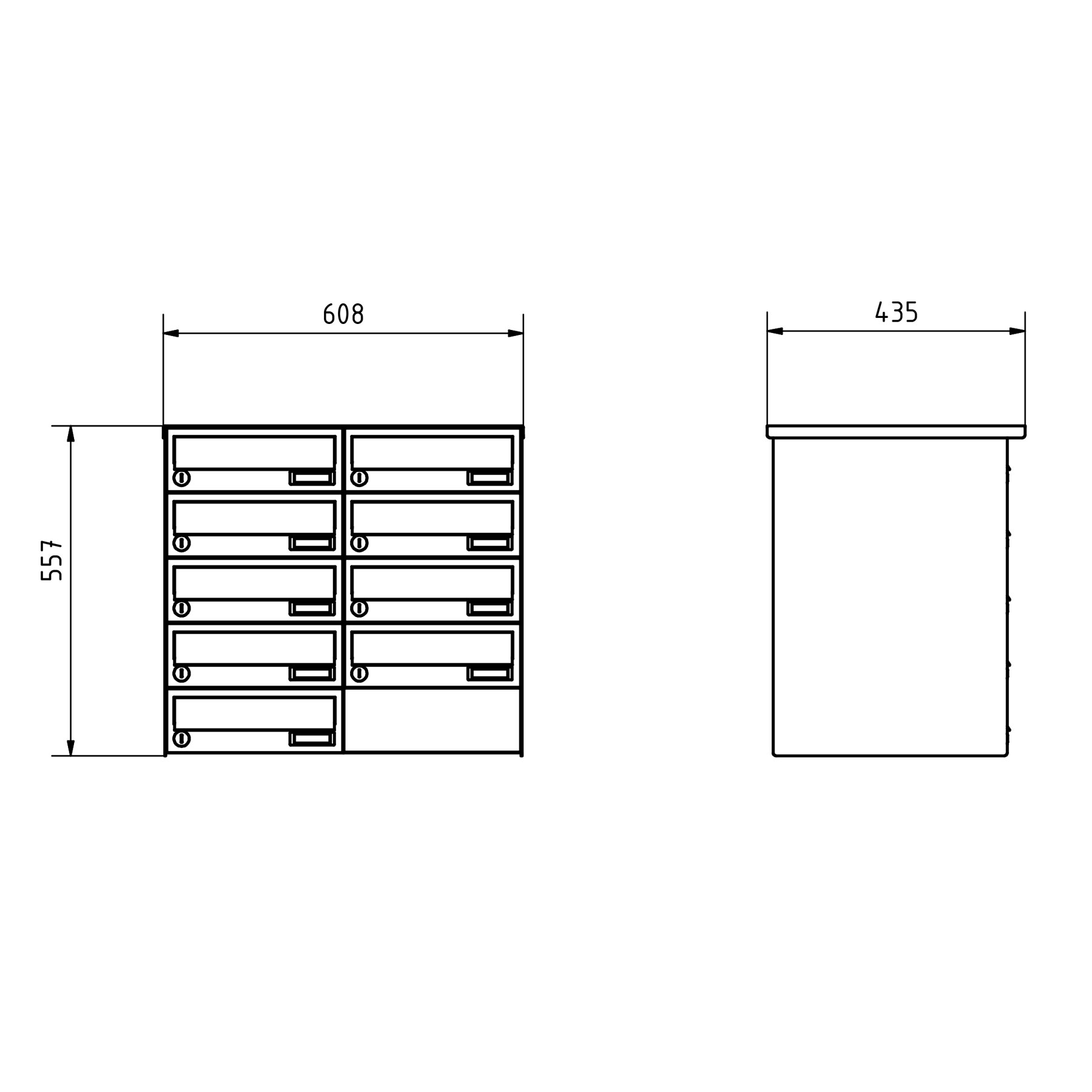 9er 5x2 Aufputz Briefkastenanlage Design BASIC 385A-7016 AP - RAL 7016 anthrazitgrau