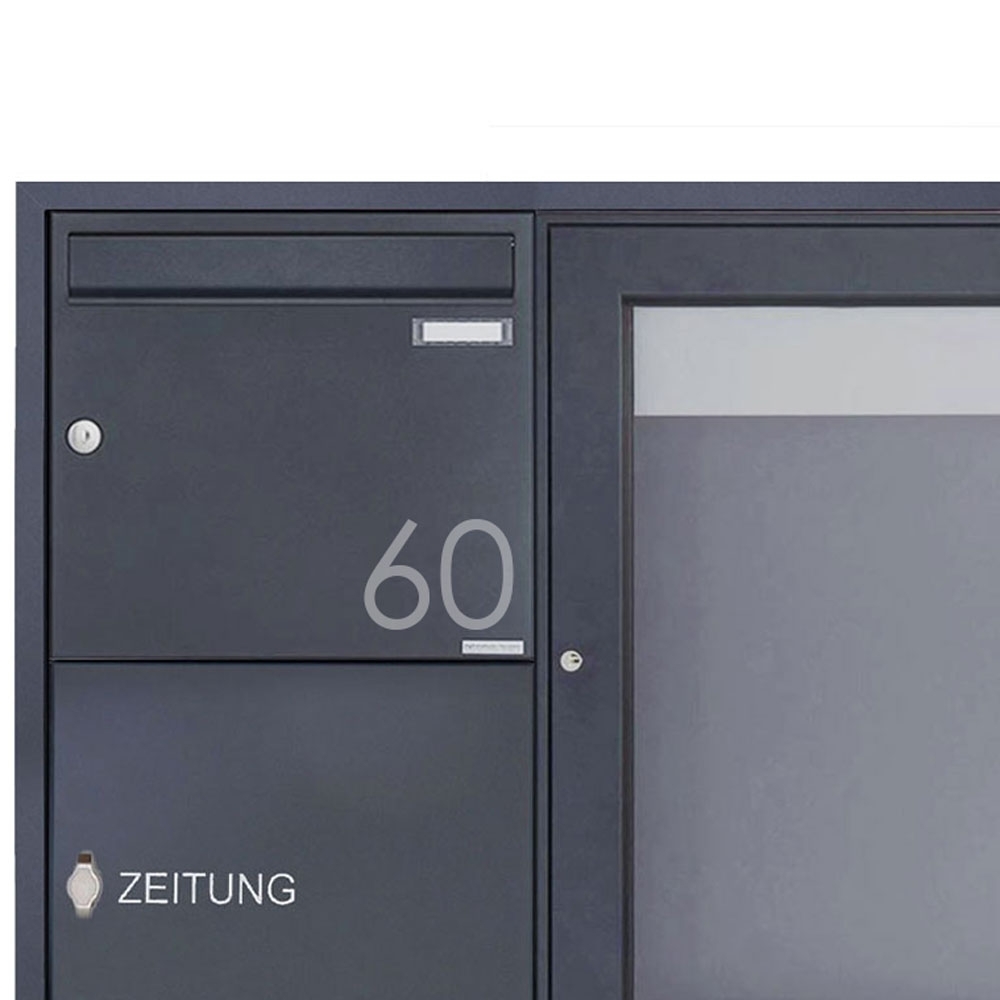 Unterputz Briefkasten mit Zeitungsfach & Schaukasten BASIC Plus 389 UP - 710x660 - RAL nach Wahl