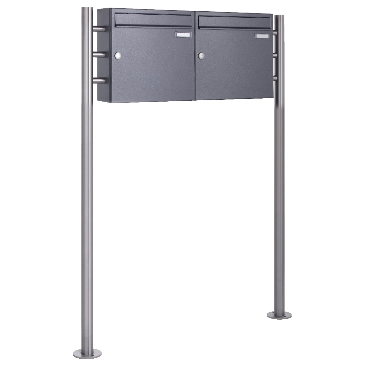 2er 1x2 Standbriefkasten Design BASIC 381 ST-R - DB703 eisenglimmer