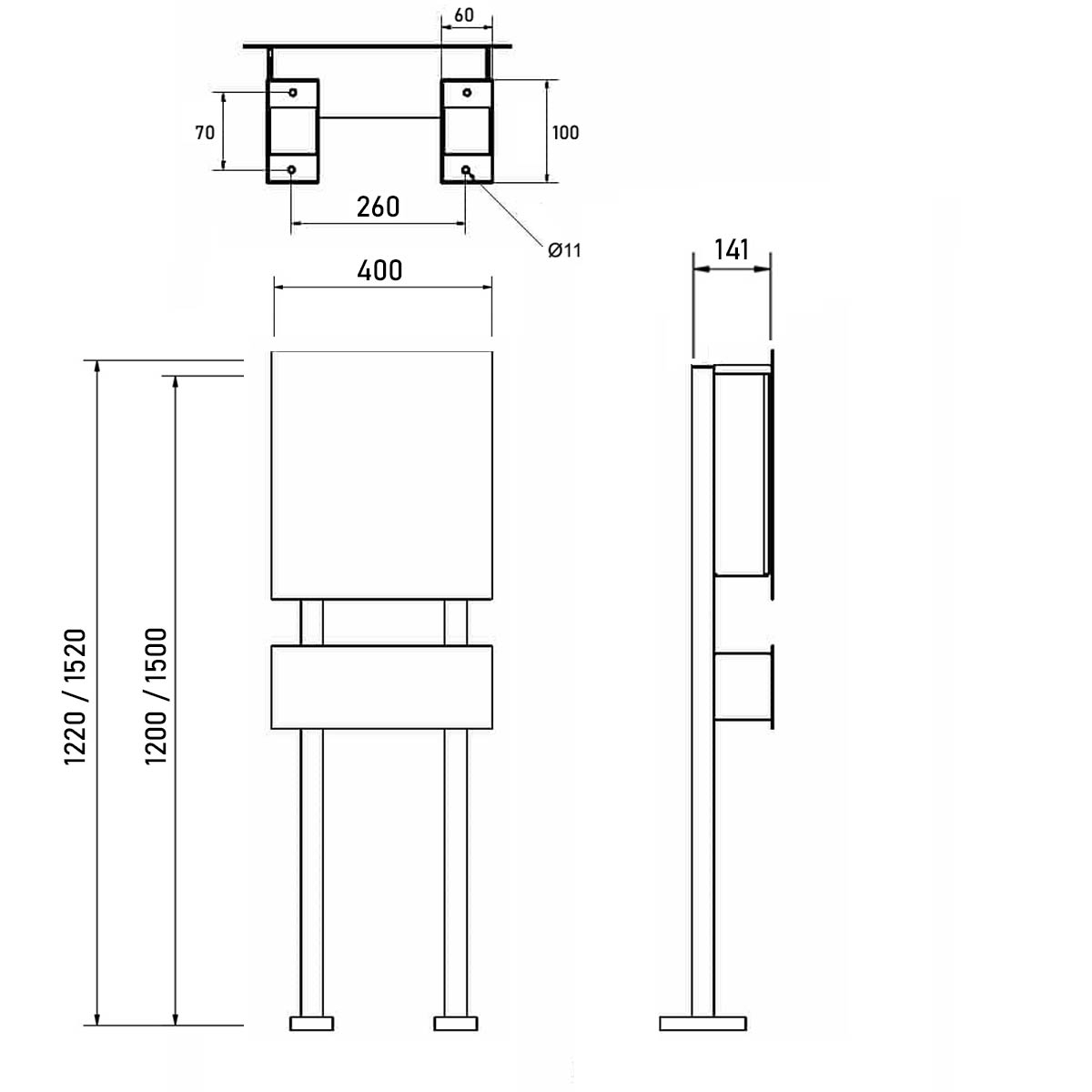 Design Standbriefkasten SCHILLER MEDIUM - Edelstahl - RAL 7016 anthrazitgrau