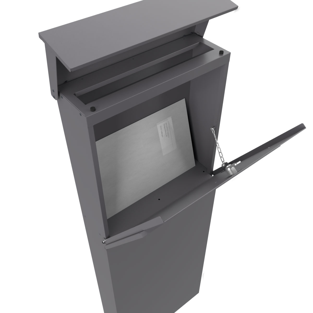 Standbriefkasten LESSING Edition mit Zeitungsfach - Design Elegance 1 - DB 703 eisenglimmer