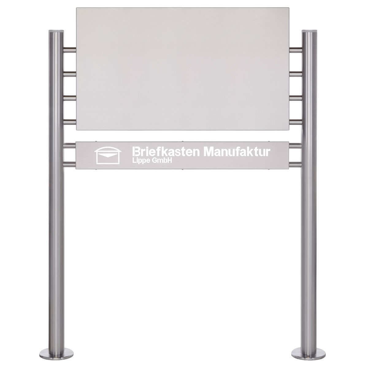 Schild freistehend BASIC 390ES - Edelstahlblech 800x457 einseitig - Beleuchtungskasten 800x100x50