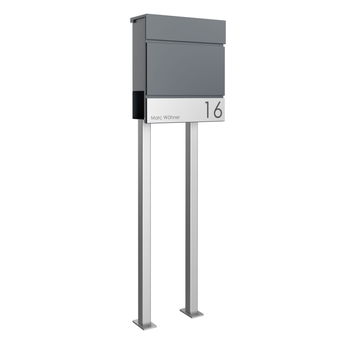 Standbriefkasten KANT Edition mit Zeitungsfach - Design Elegance 4 - RAL 7016 anthrazitgrau