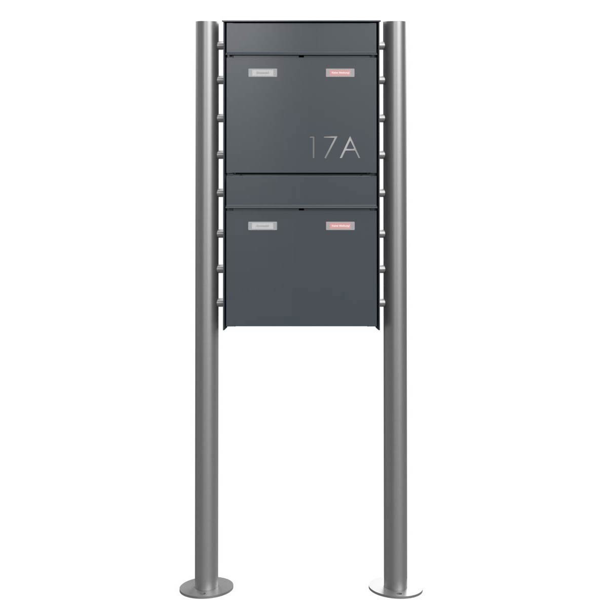 2er 1x2 Design Standbriefkasten GOETHE ST-R - RAL nach Wahl