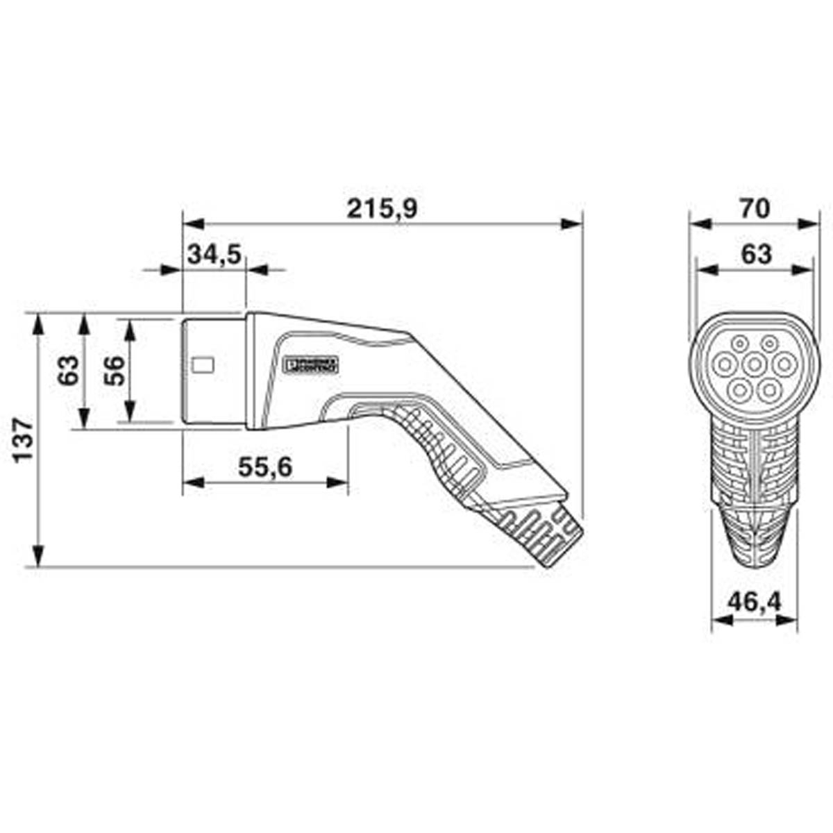 Ladekabel spiralisiert Typ 2 / Typ 2 - Länge 4m - 3 Phasen - 32A - Mode 3