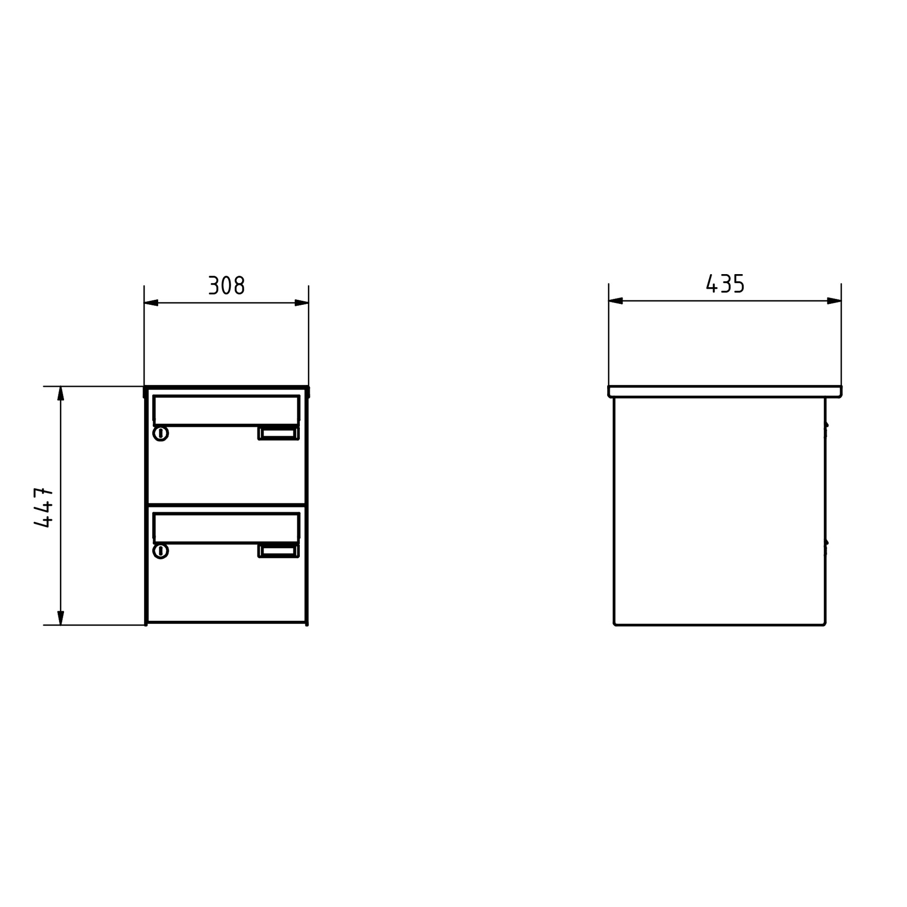 2er Edelstahl Aufputz Briefkastenanlage Design BASIC 385 A 220 - Edelstahl V2A geschliffen