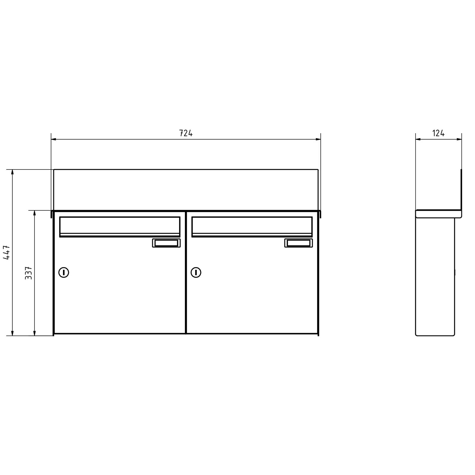 2er 2x1 Aufputz Briefkastenanlage BASIC - Edition NELLY - BI-Color VA-RAL 7016 anthrazitgrau