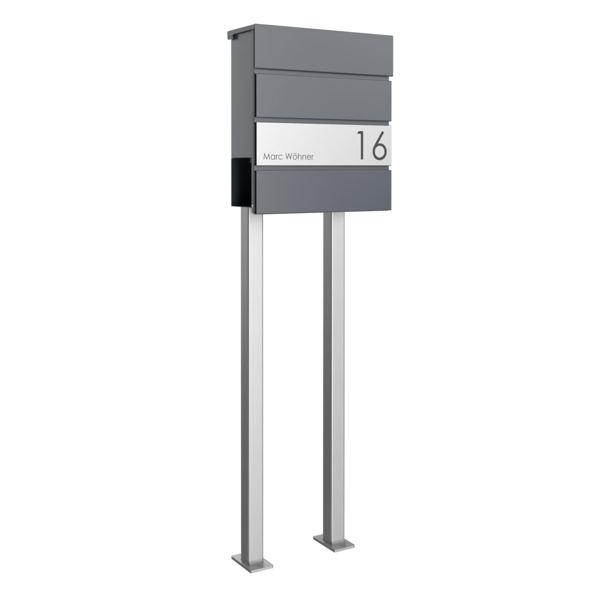 Standbriefkasten KANT Edition mit Zeitungsfach - Design Elegance 1 - RAL 7016 anthrazitgrau