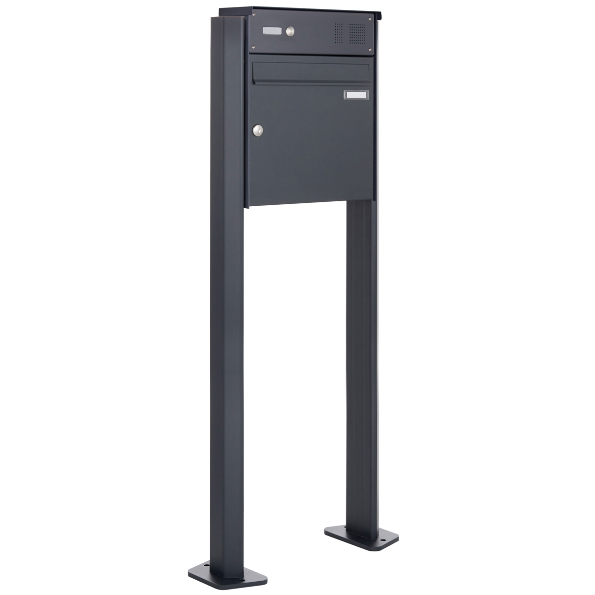 1er Standbriefkasten Design BASIC Plus 380X ST-T mit Klingelkasten - RAL nach Wahl