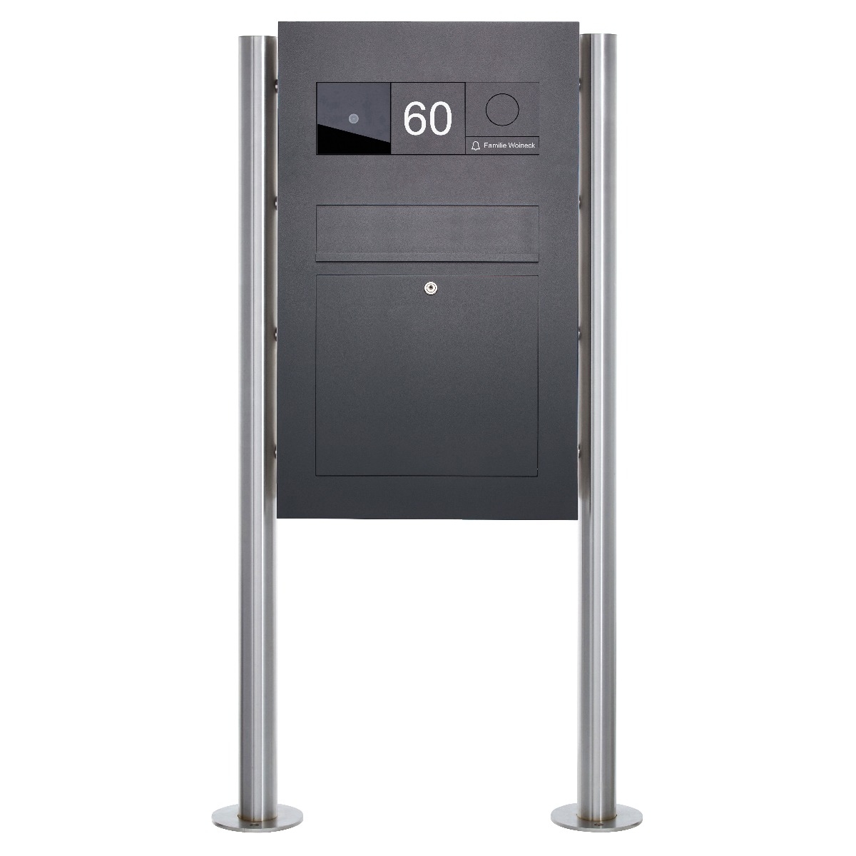 Edelstahl Standbriefkasten Designer BIG - RAL nach Wahl - GIRA System 106 - 3-fach vorbereitet