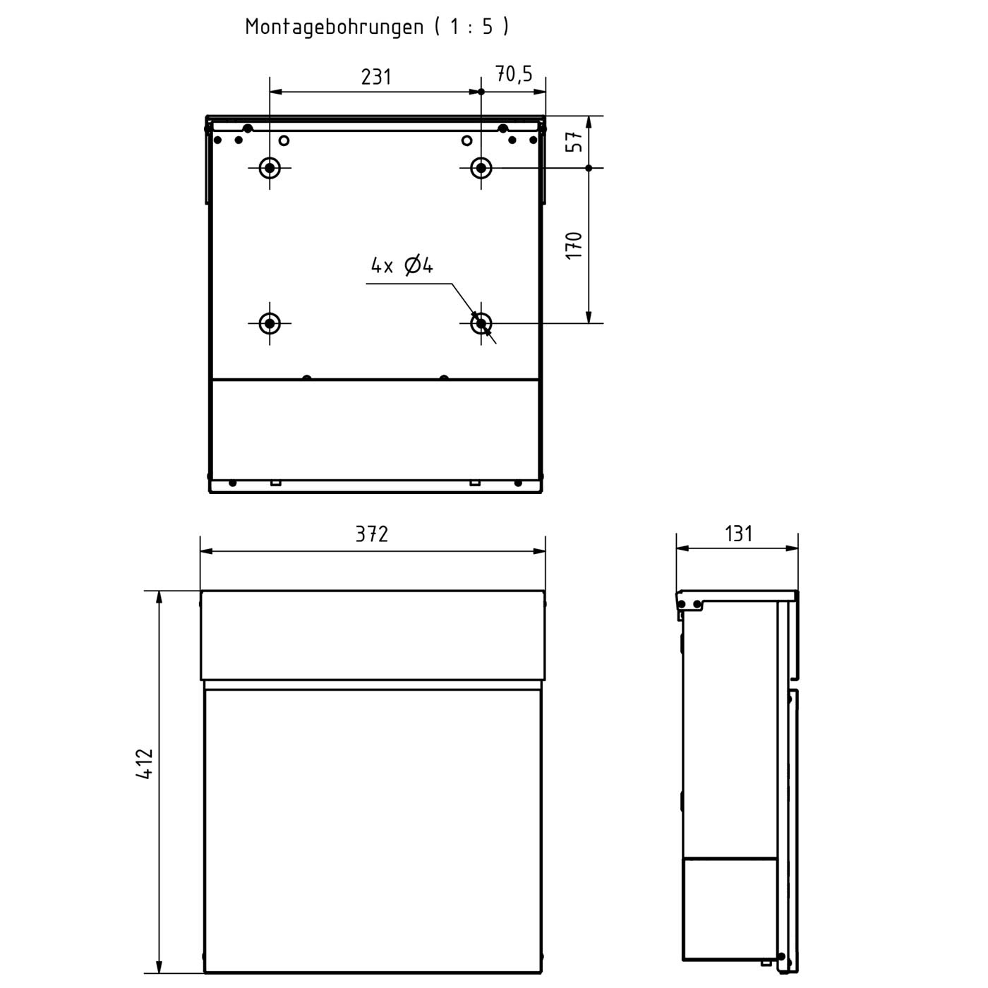 Briefkasten KANT Edition mit Zeitungsfach - Design Elegance 2 - DB 703 eisenglimmer