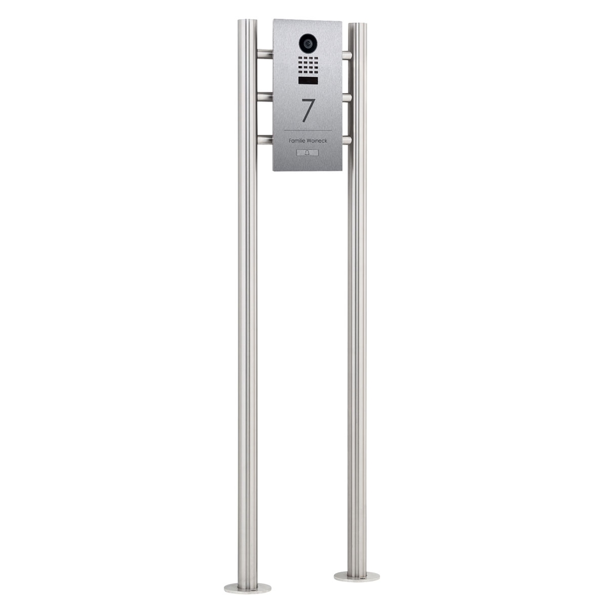 Edelstahl Video Stele DESIGNER 529S ST-R Elegance I mit DoorBird D1100E - Edelstahl geschliffen