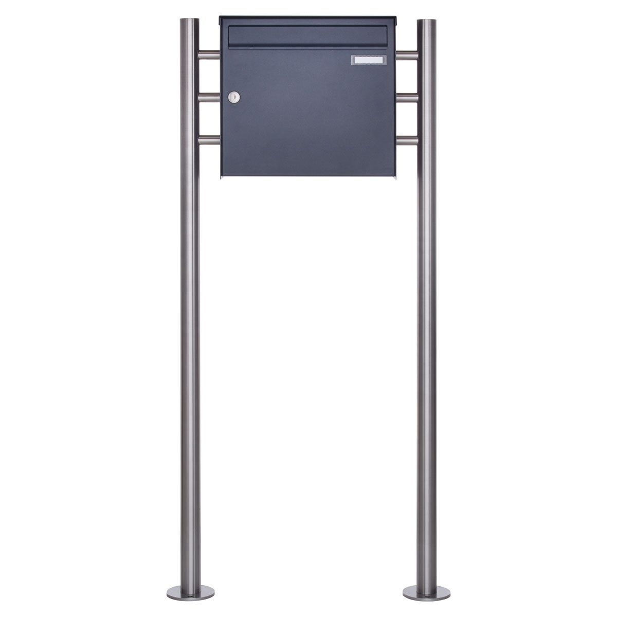 1er Edelstahl Standbriefkasten Design BASIC Plus 382X ST-R - RAL nach Wahl