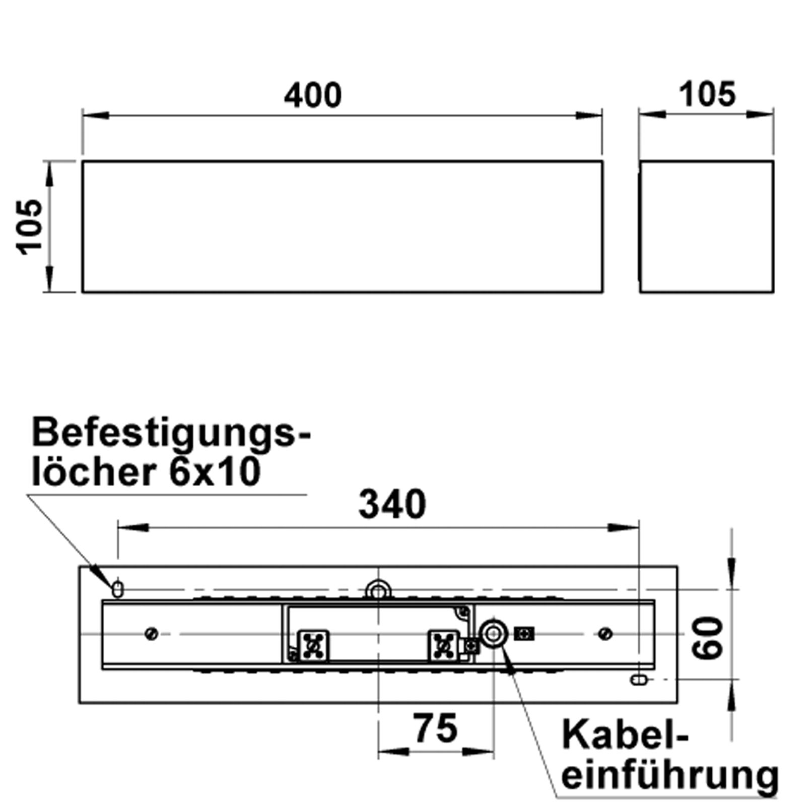 Design Wandleuchte KEPLER BIG 400x105 - 2-seitig - Edelstahl geschliffen