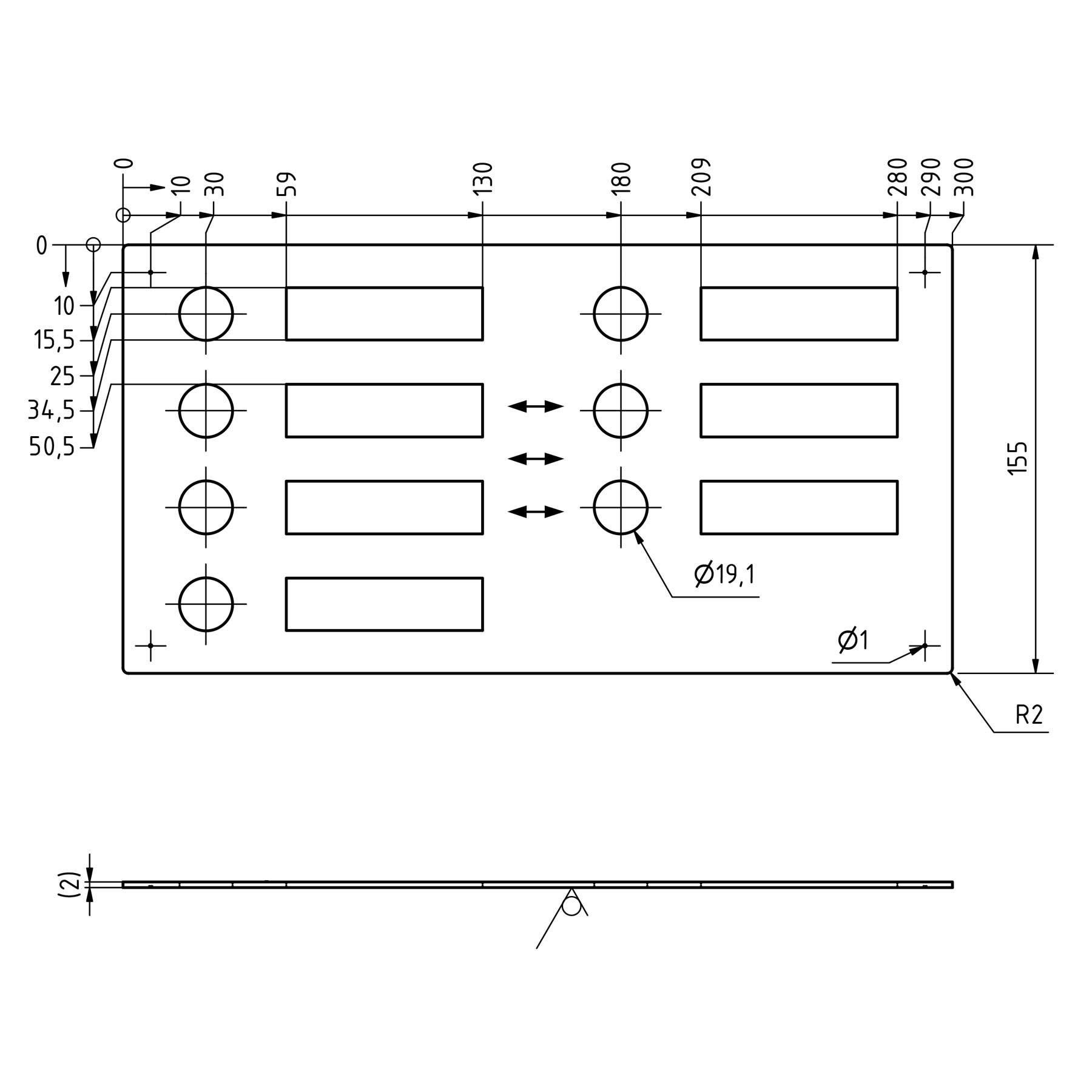 Edelstahl Klingelplatte 300x155 BASIC 421 pulverbeschichtet mit Namensschild - 7 Parteien