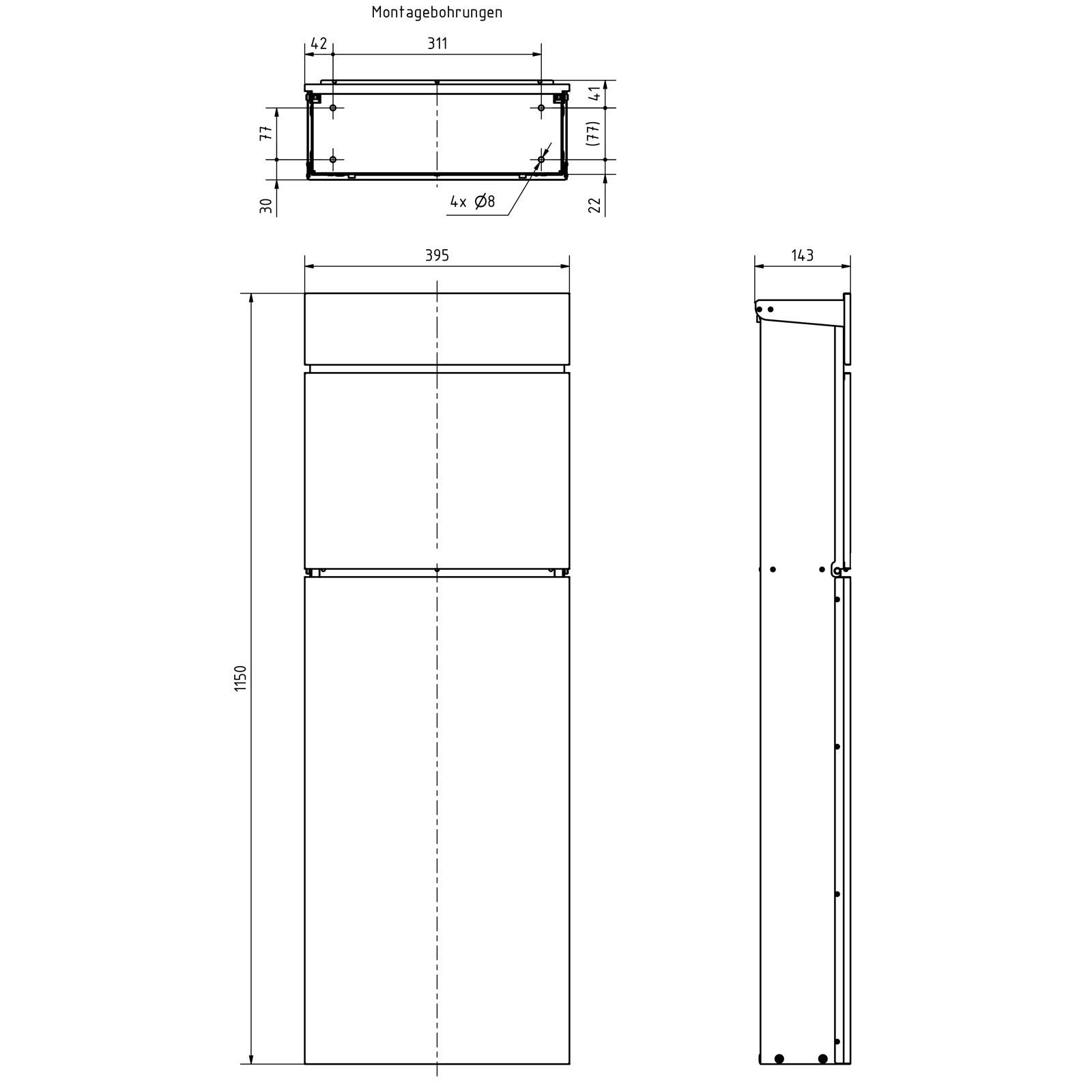 Standbriefkasten LESSING Edition - Design Elegance 1 - RAL 7016 anthrazitgrau