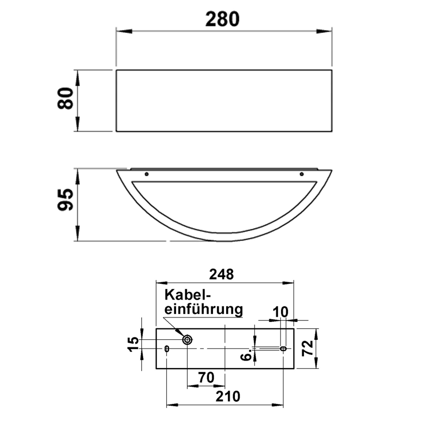 Design Wandleuchte FISCHER MEDIUM 280x80 - 2-seitig - Edelstahl geschliffen